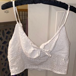 Front tie lace tank top